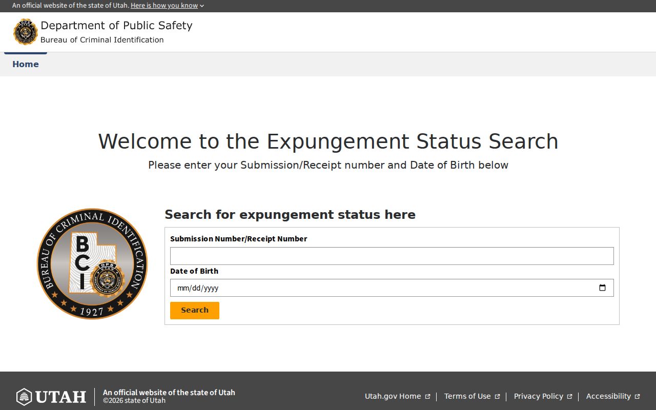 Utah BCI expungement status lookup for Davis County criminal records