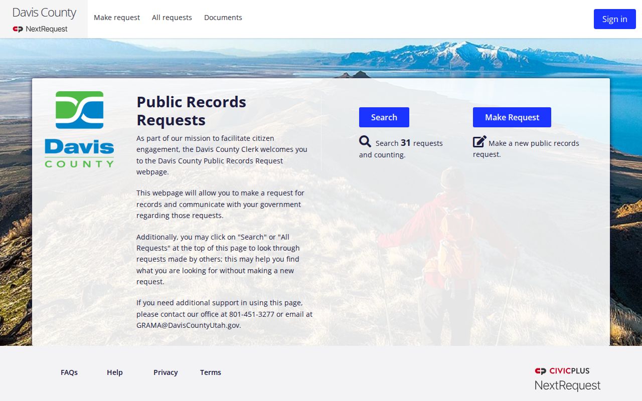 Davis County NextRequest GRAMA public records portal