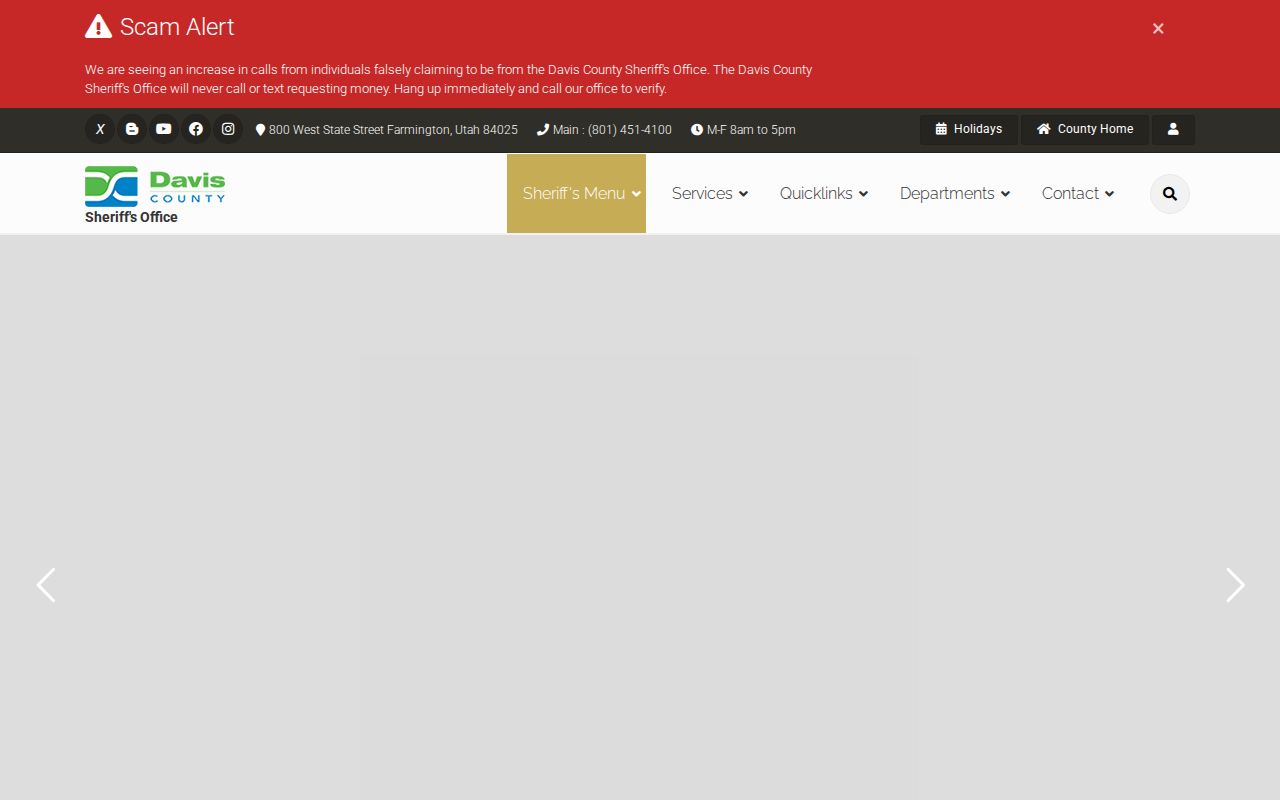 Davis County Sheriff official website for criminal record services