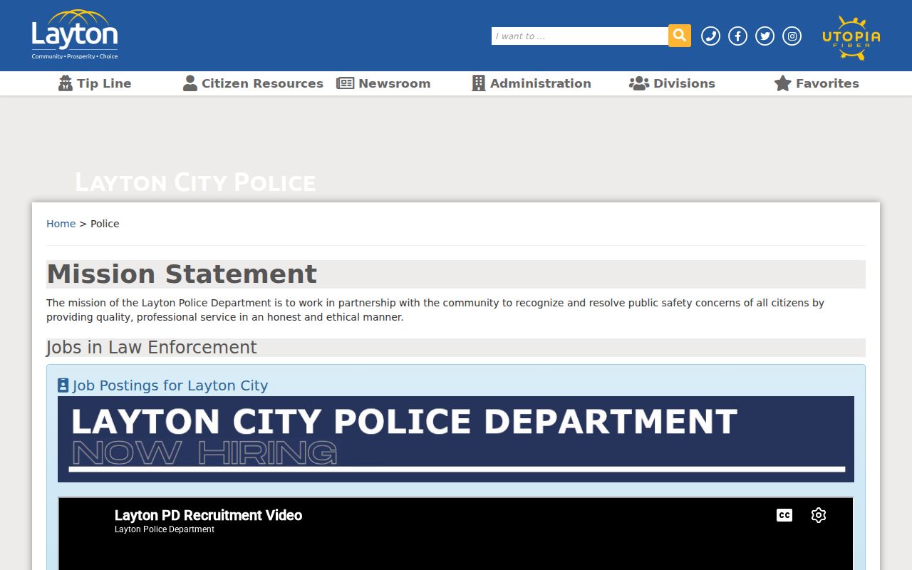 Layton Police Department criminal records entry page in Davis County